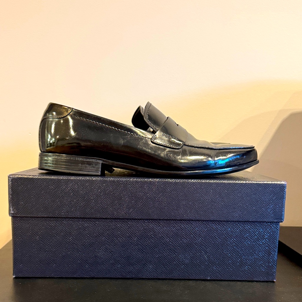 Prada Glossy Black Saffiano Loafers (With Original Dust Bags)